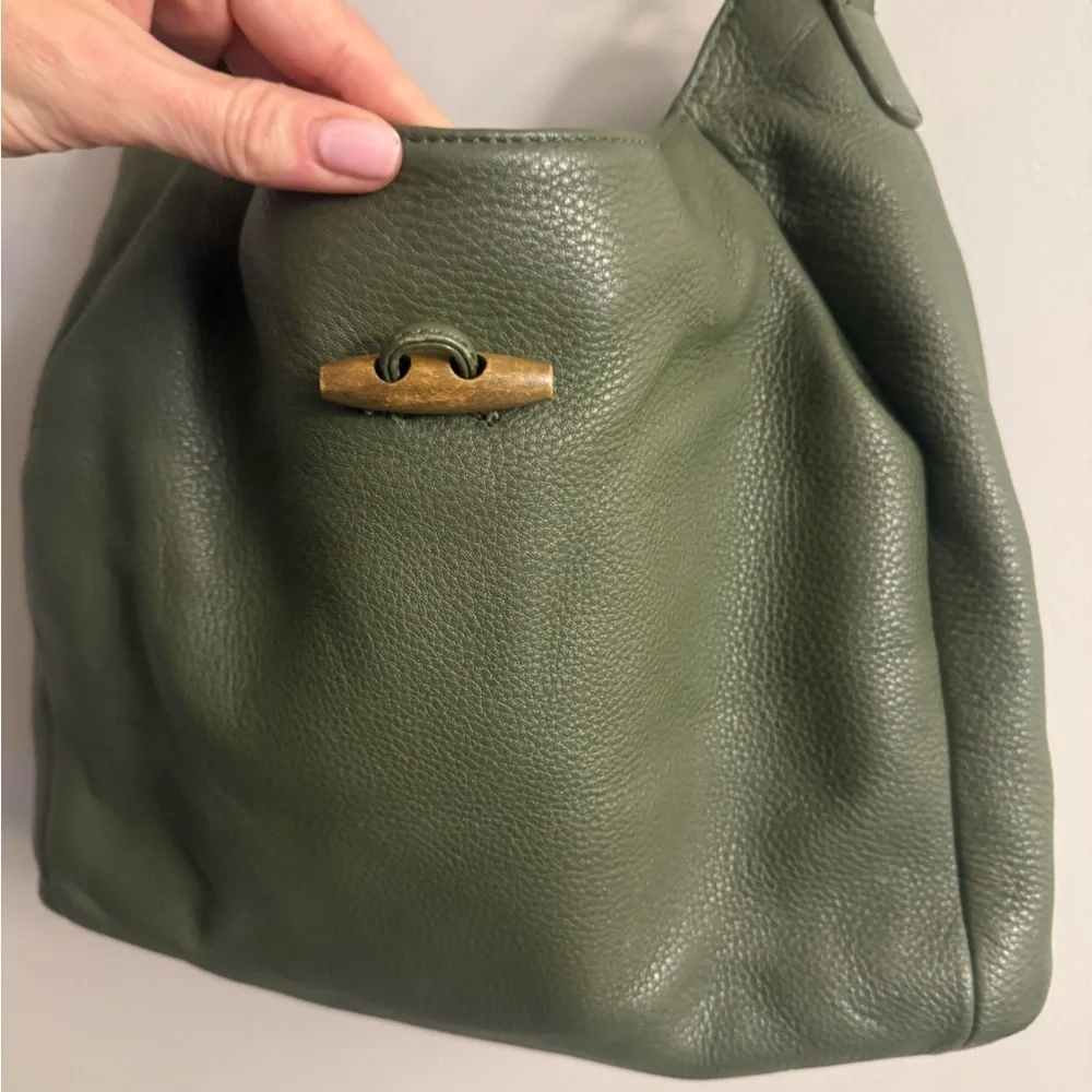 Talbots Olive Green Leather Hobo Shoulder Bag